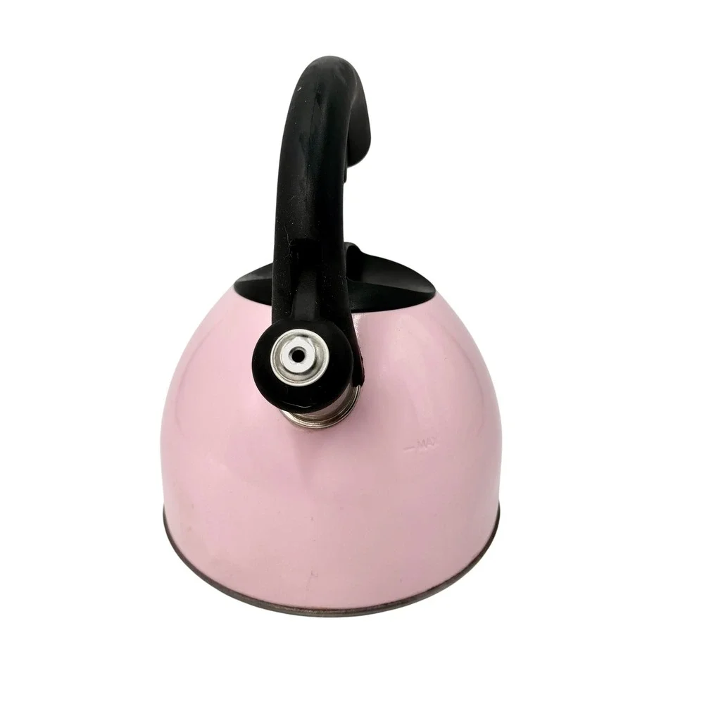Pink Whistling Tea Kettle‎ Enamel Stainless Steel Retro Stovetop Water Boiler